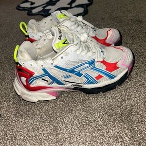 Balenciaga White, Red, and Blue Athletic Shoes